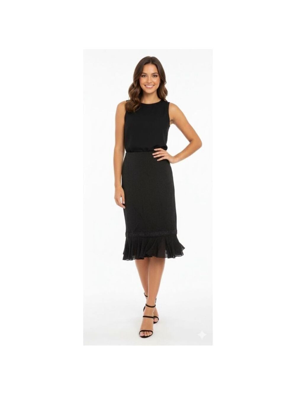 Espresso Black Ruffle Skirt Medium